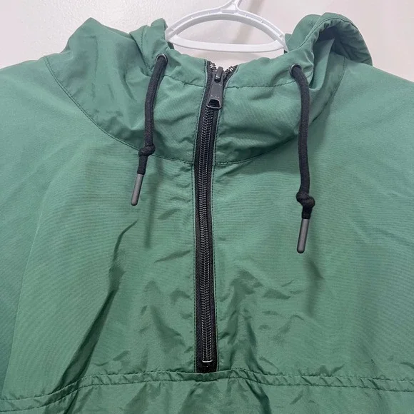 American Giant Mens Jacket XL Green 1/4 Zip Soft Shell Hood Nylon Pocket Popover - Picture 6 of 11